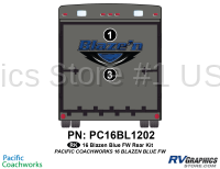 2 Piece 2015 Blaze'n Blue Fifth Wheel Rear Graphics Kit