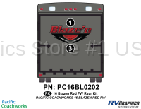 2 Piece 2015 Blaze'n Red Fifth Wheel Rear Graphics Kit