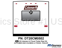 1 Piece 2020 Coleman LX Travel Trailer Rear Graphics Kit
