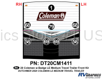 8 Piece 2020 Coleman LE Short Travel Trailer Front Badge Front Graphics Kit