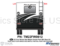 3 Piece 2022 Four Winds Red Partial Paint Motorhome Rear Graphics Kit