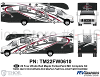 53 Piece 2022 Four Winds Red Partial Paint Motorhome Complete Graphics Kit