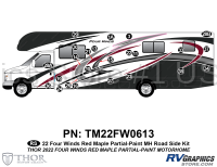 24 Piece 2022 Four Winds Red Partial Paint Motorhome Roadside Graphics Kit