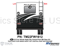 3 Piece 2022 Four Winds Blue Partial Paint Motorhome Rear Graphics Kit