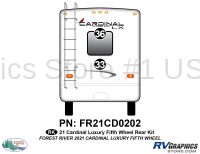 2 Piece 2021 Cardinal Luxury Fifth Wheel Rear Graphics Kit